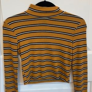 Striped turtle neck crop top